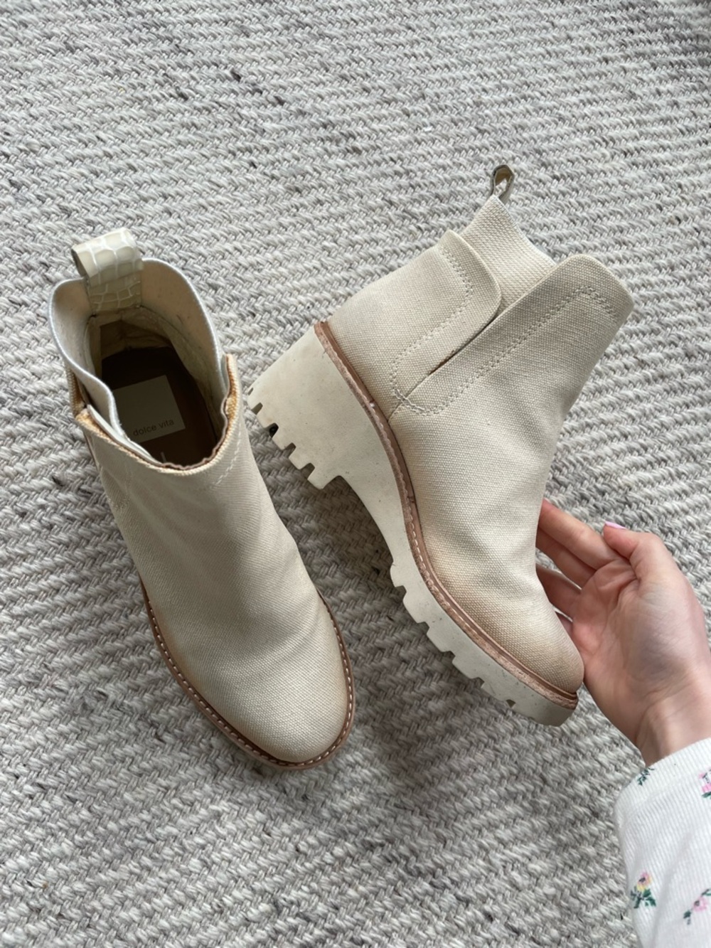 Dolce Vita Cream Chunky Chelsea Ankle Boots